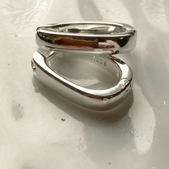 Sterling Silver Hugging Hoop Earrings - Picture 4 of 5